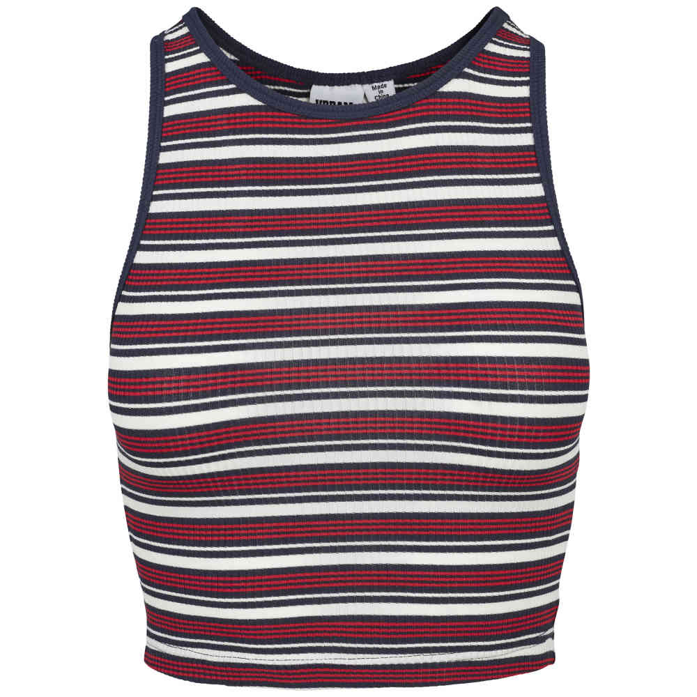 Urban Classics - Rib Stripe Crop top - Wit/Rood